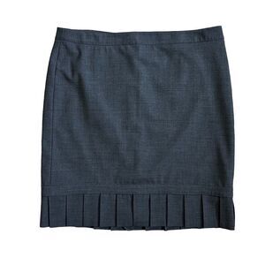 Express Pleated Ruffle Hem Charcoal Gray Wool Knee Length Pencil Skirt Size 10